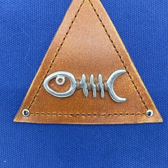 Navy Canvas Tote Bag Full Purse Grain Brown Leather Accents by Most Wanted USA - Picture 7 of 12